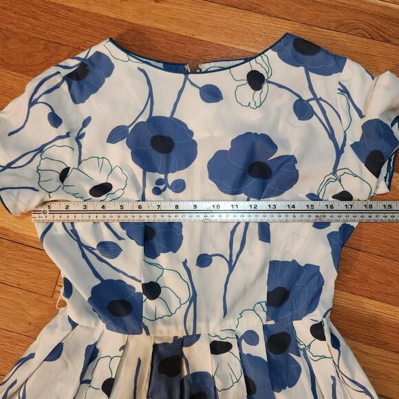 Stacy Ames *True Vintage* 50's/60's Blue Floral Day Dress, Size S (4-6), Retro - Picture 7 of 15
